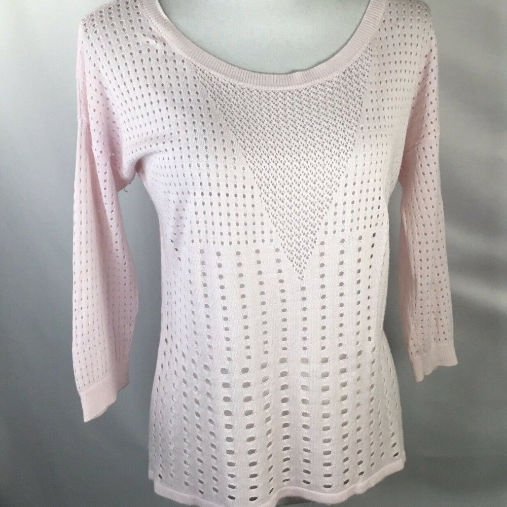 Express~Pale Pink~Open Knit~3/4 Sleeve~Lightweight - Picture 3 of 8